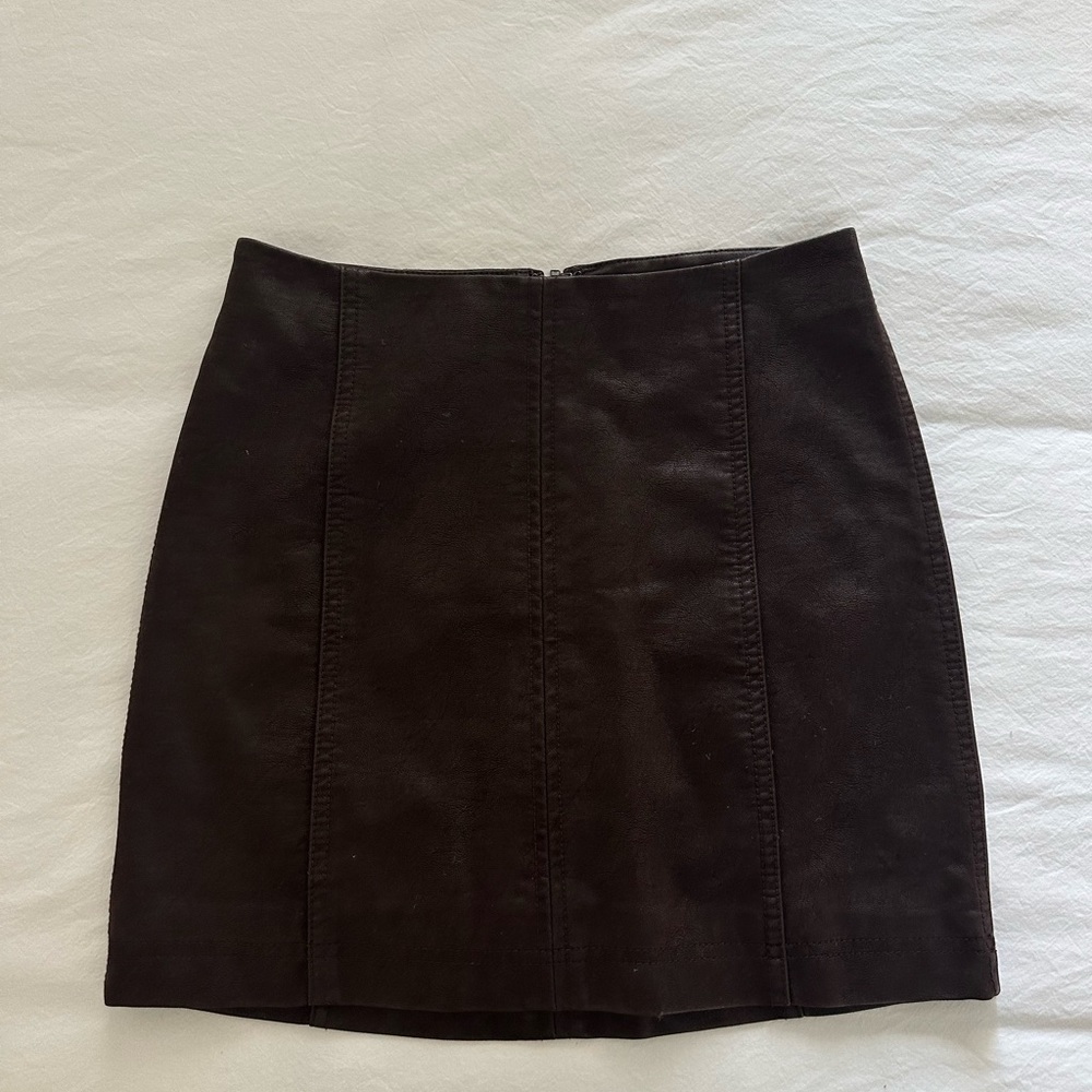 Free people maroon faux leather mini skirt